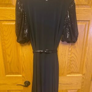 Collection B Black Dress with Sequin Sleeves